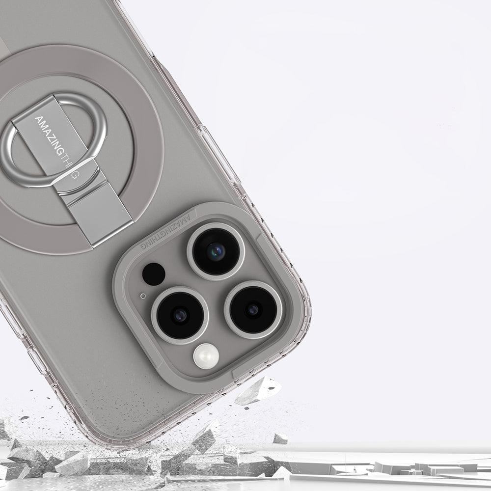 Apple iPhone 16 Pro Kılıf M-safe Şarj Özellikli Yüzük Standlı Amazingthing Titan Pro Serisi Kapak Rose Gold