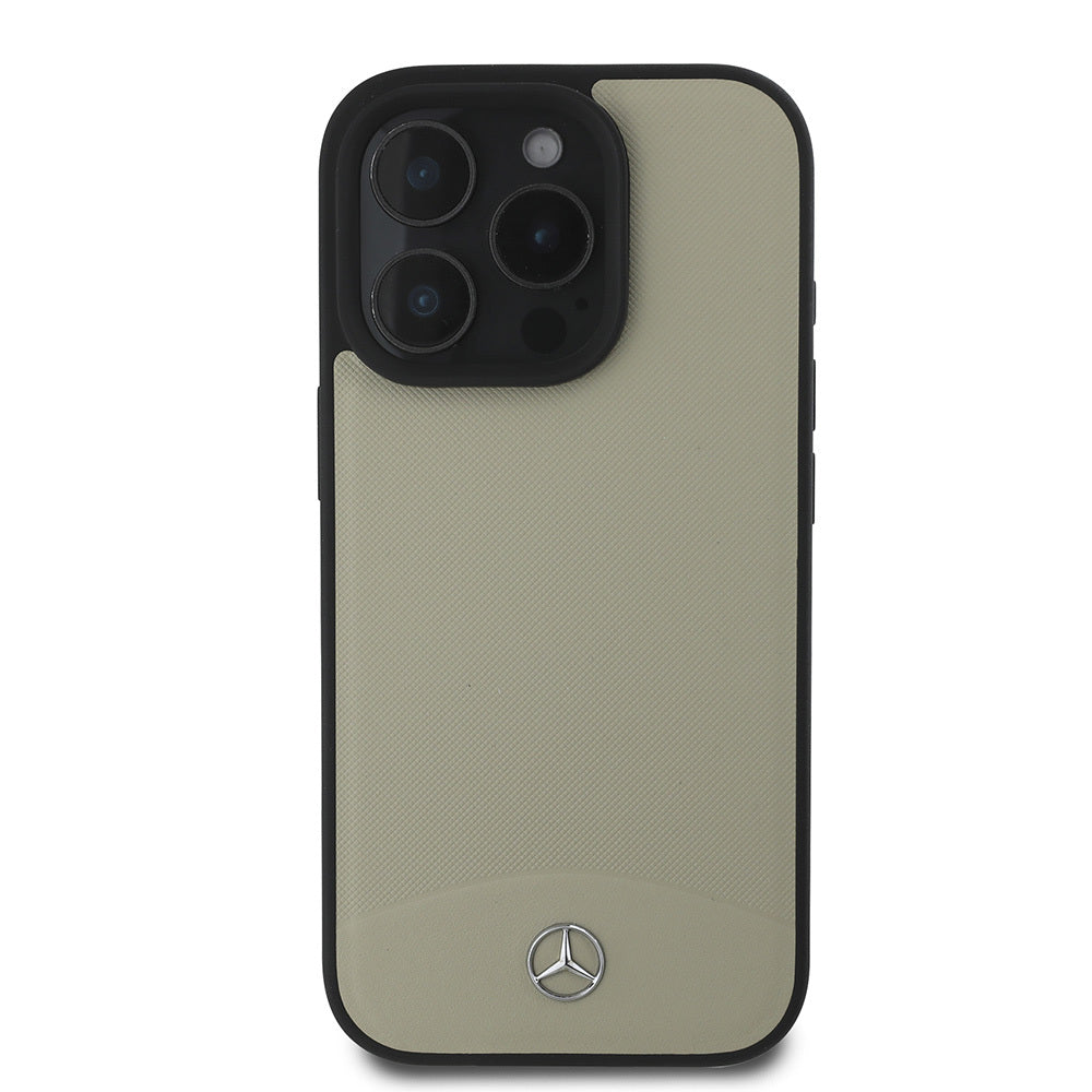 Apple iPhone 16 Pro Kılıf Mercedes Benz Orjinal Lisanslı M-safe Şarj Özellikli Dokulu ve Düz Deri Kapak Siyah