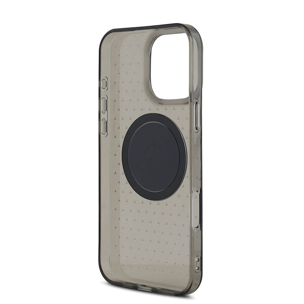 Apple iPhone 16 Pro Kılıf Mercedes Benz Orjinal Lisanslı M-safe Şarj Özellikli Yıldız Desenli Transparan Kapak Siyah