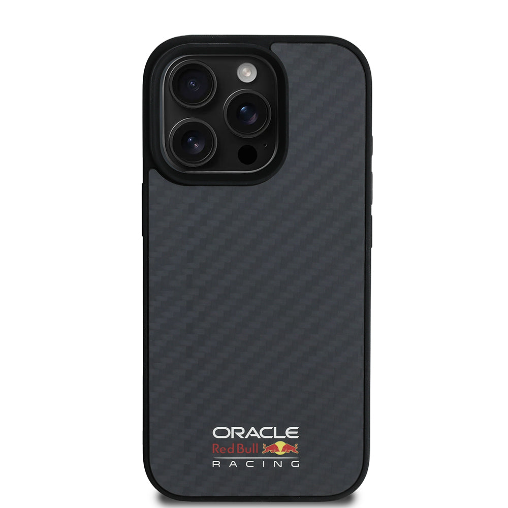 Apple iPhone 16 Pro Kılıf Redbull Orjinal Lisanslı M-safe Şarj Özellikli Karbon Fiber Tasarımlı Parlayan Logolu Kapak Siyah