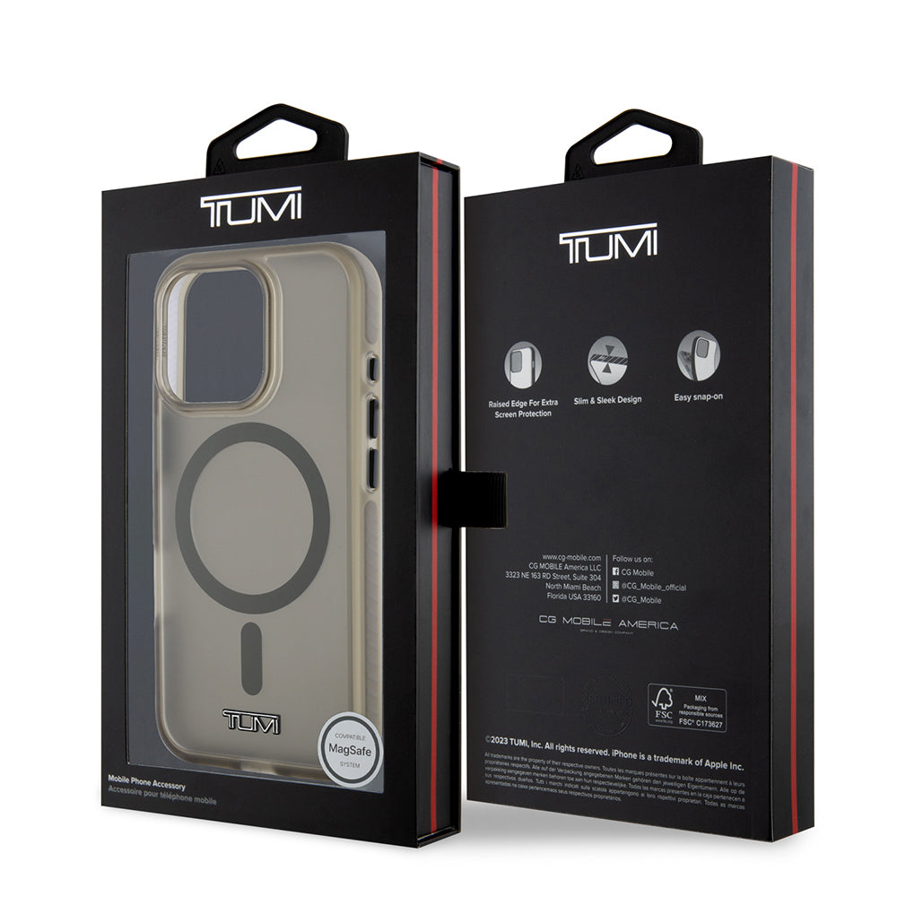 Apple iPhone 16 Pro Kılıf TUMI Orjinal Lisanslı M-safe Şarj Özellikli Airbagli Buzlu Transparan Kapak Siyah