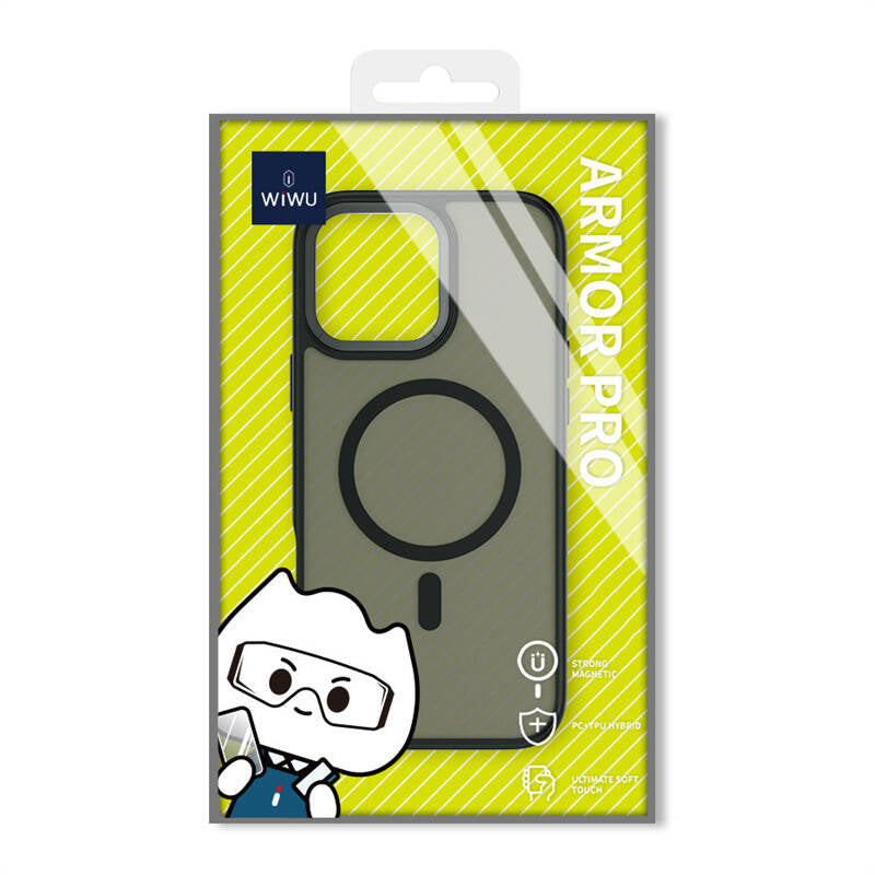 Apple iPhone 16 Pro Kılıf Wiwu FGG-012 ArmorPro Serisi M-safe Şarj Özellikli Parmak İzi Bırakmayan Kılıf Gold