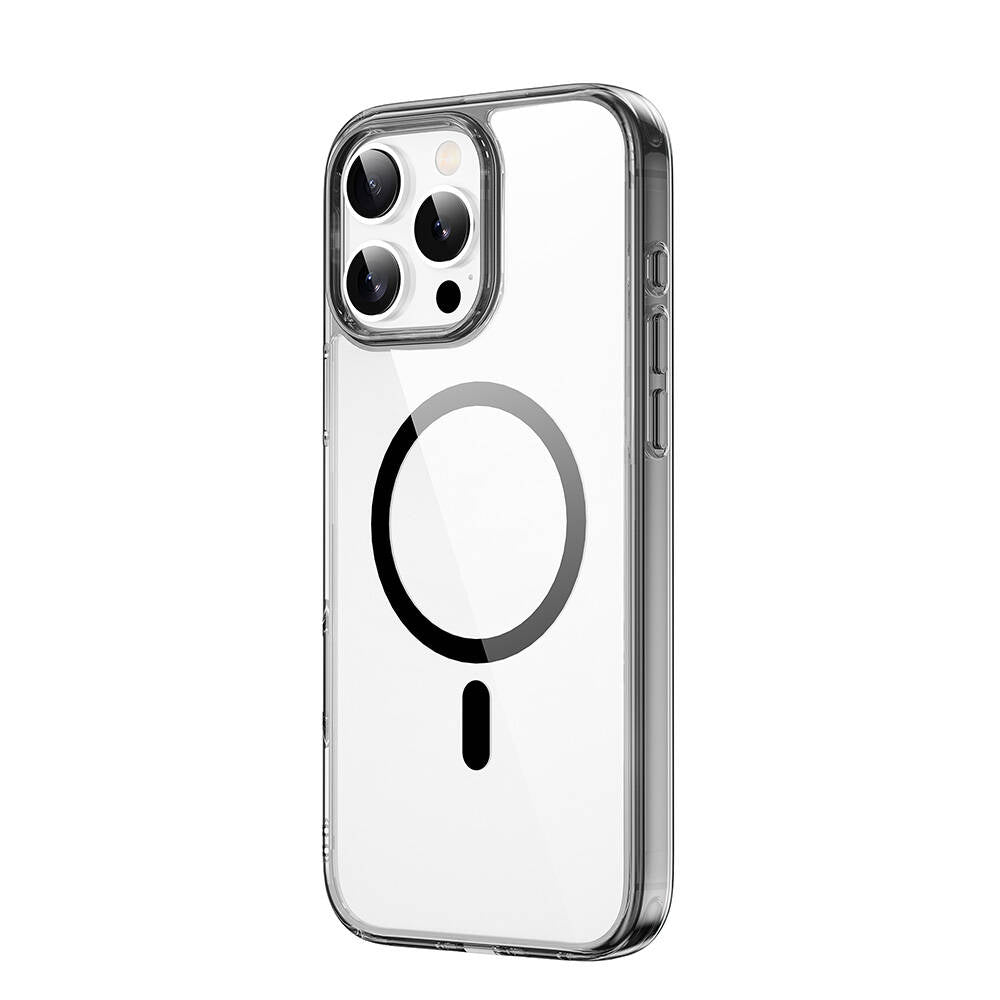 Apple iPhone 16 Pro Kılıf Wiwu MCC-101 iShield Pro Serisi M-safe Şarj Özellikli Crystal Sert PC Kapak Siyah