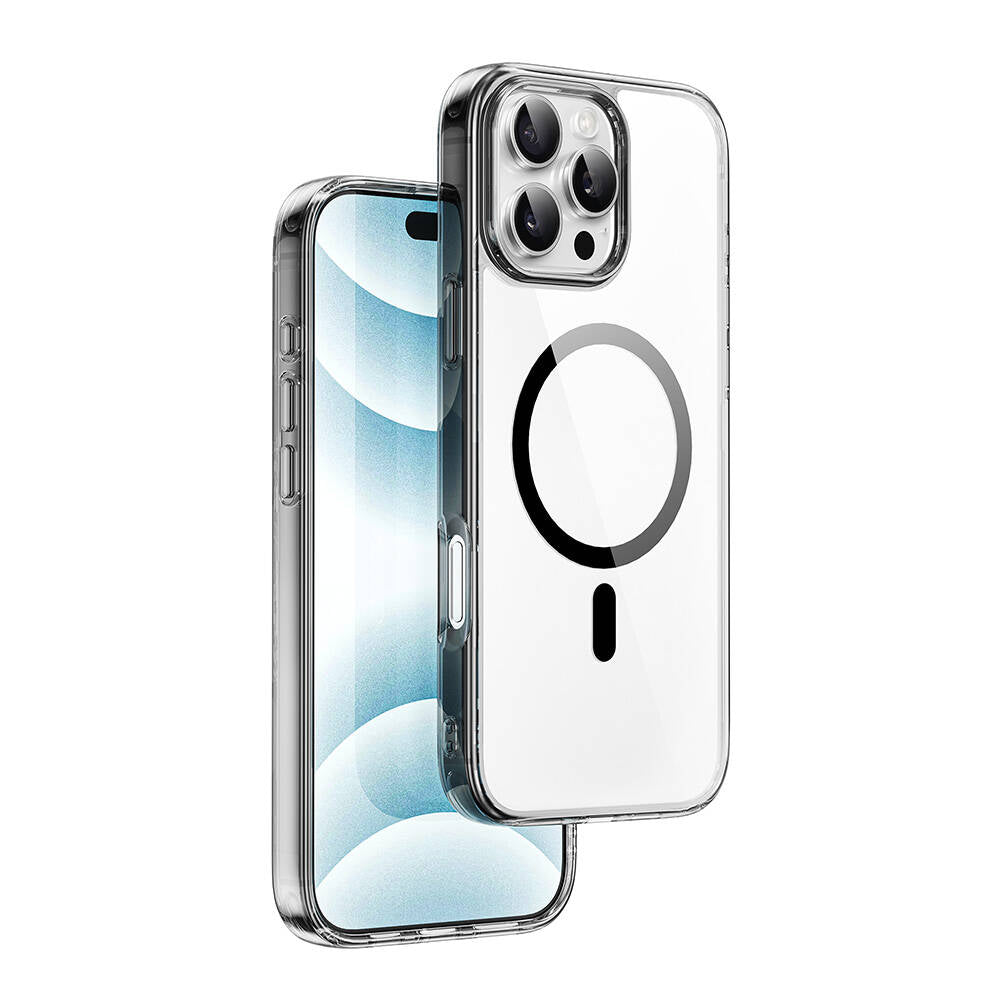 Apple iPhone 16 Pro Kılıf Wiwu MCC-101 iShield Pro Serisi M-safe Şarj Özellikli Crystal Sert PC Kapak Siyah