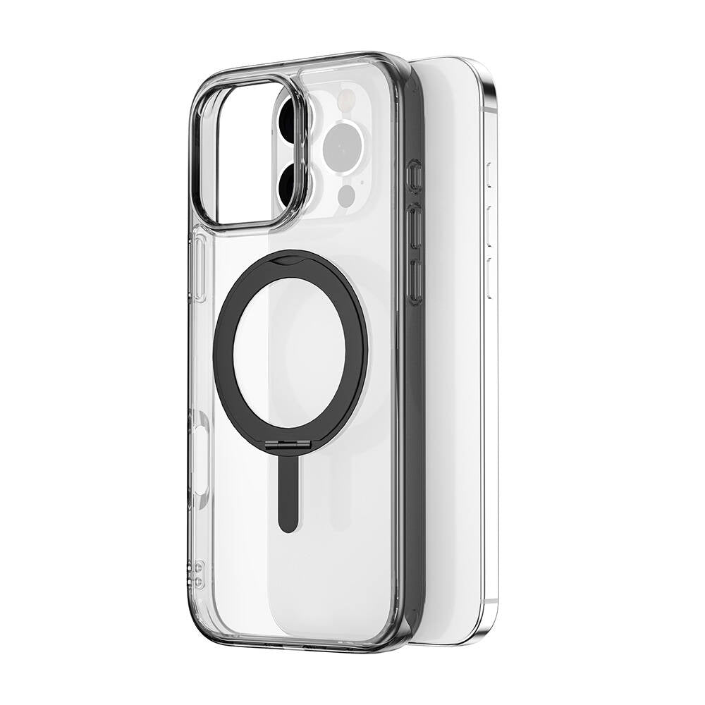 Apple iPhone 16 Pro Kılıf Wiwu MCC-201 iShield Ultra Serisi M-safe Şarj Özellikli Standlı Crystal Sert PC Kapak Siyah