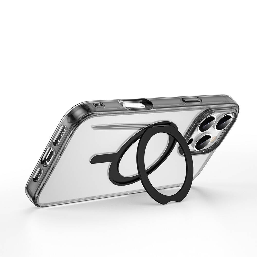 Apple iPhone 16 Pro Kılıf Wiwu MCC-201 iShield Ultra Serisi M-safe Şarj Özellikli Standlı Crystal Sert PC Kapak Siyah