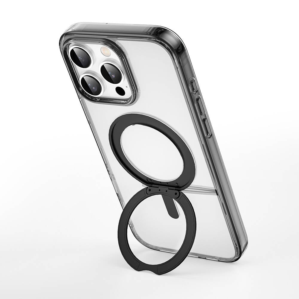 Apple iPhone 16 Pro Kılıf Wiwu MCC-201 iShield Ultra Serisi M-safe Şarj Özellikli Standlı Crystal Sert PC Kapak Siyah