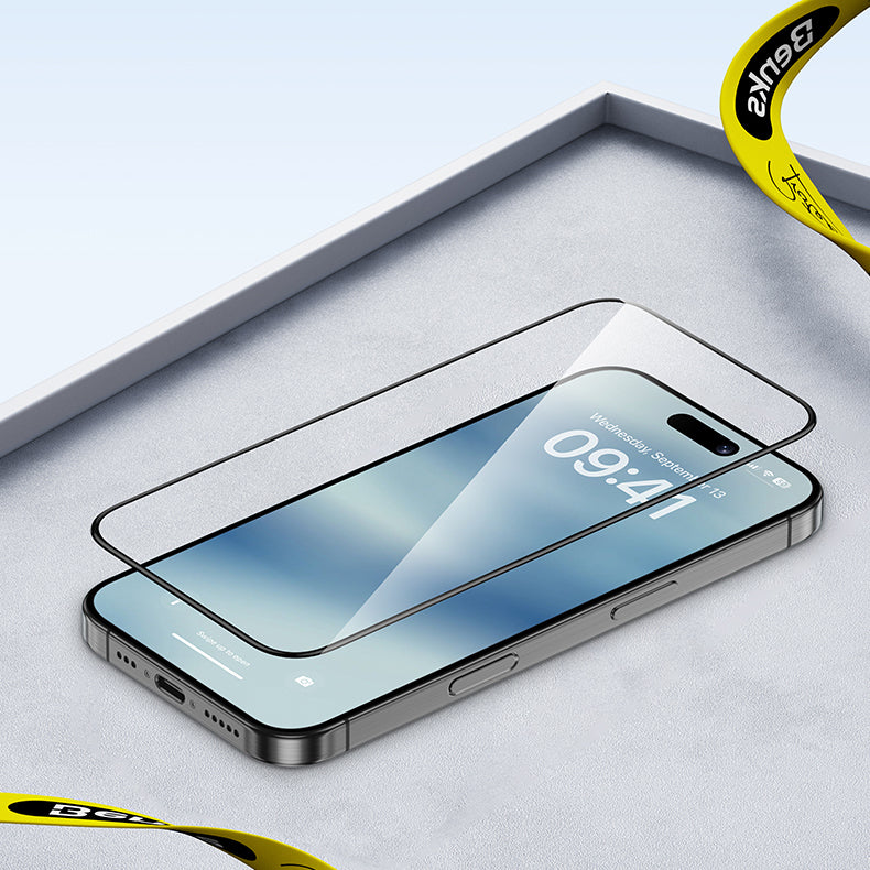 Apple iPhone 16 Pro Max Benks Ultra Shield 0.9mm Çerçeveli 0.3mm Ekran Koruyucu + Kolay Uygulama Aparatlı Siyah