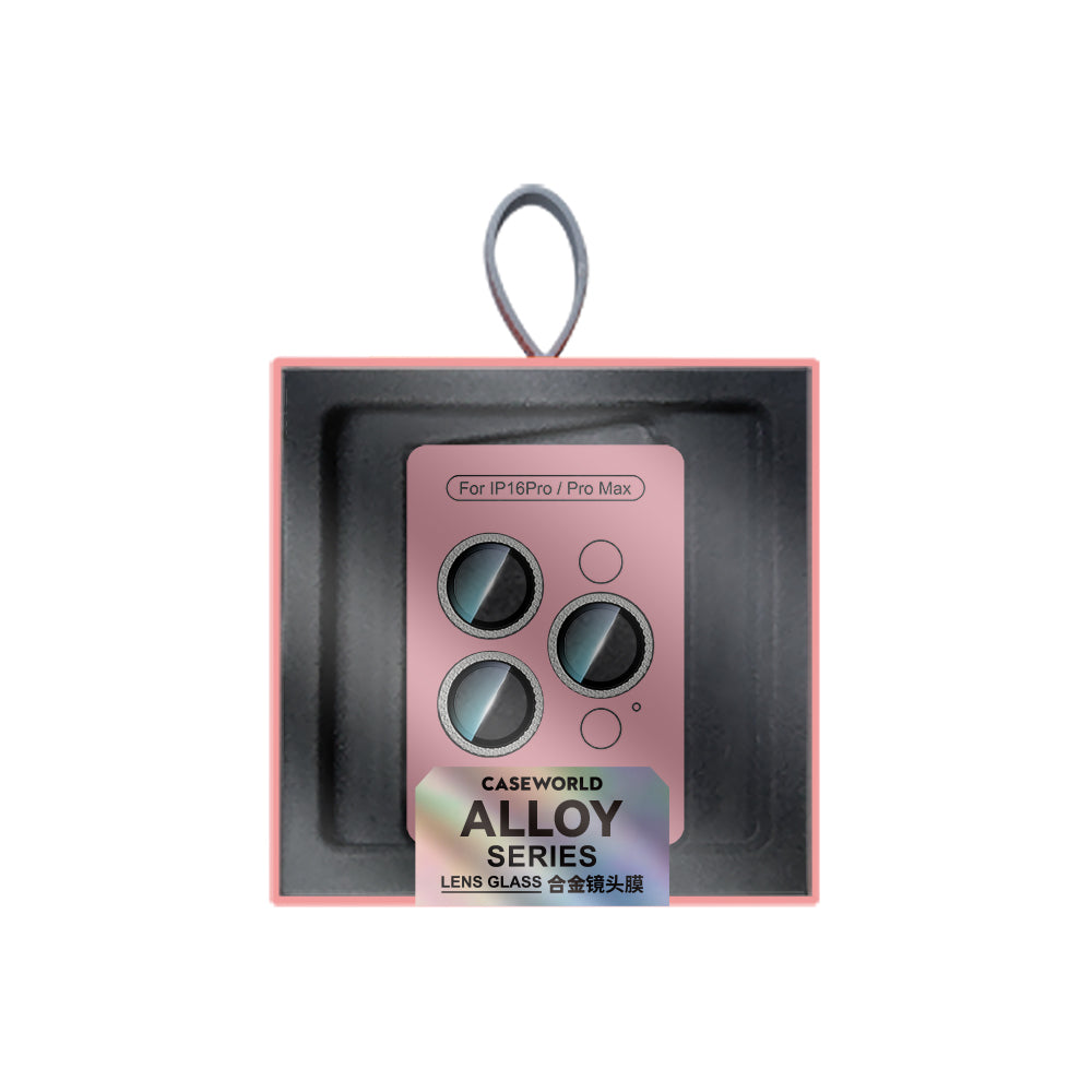 Apple iPhone 16 Pro Max CaseWorld Alloy Sparkling Diamond Serisi Taşlı Lens Koruyucu Pembe