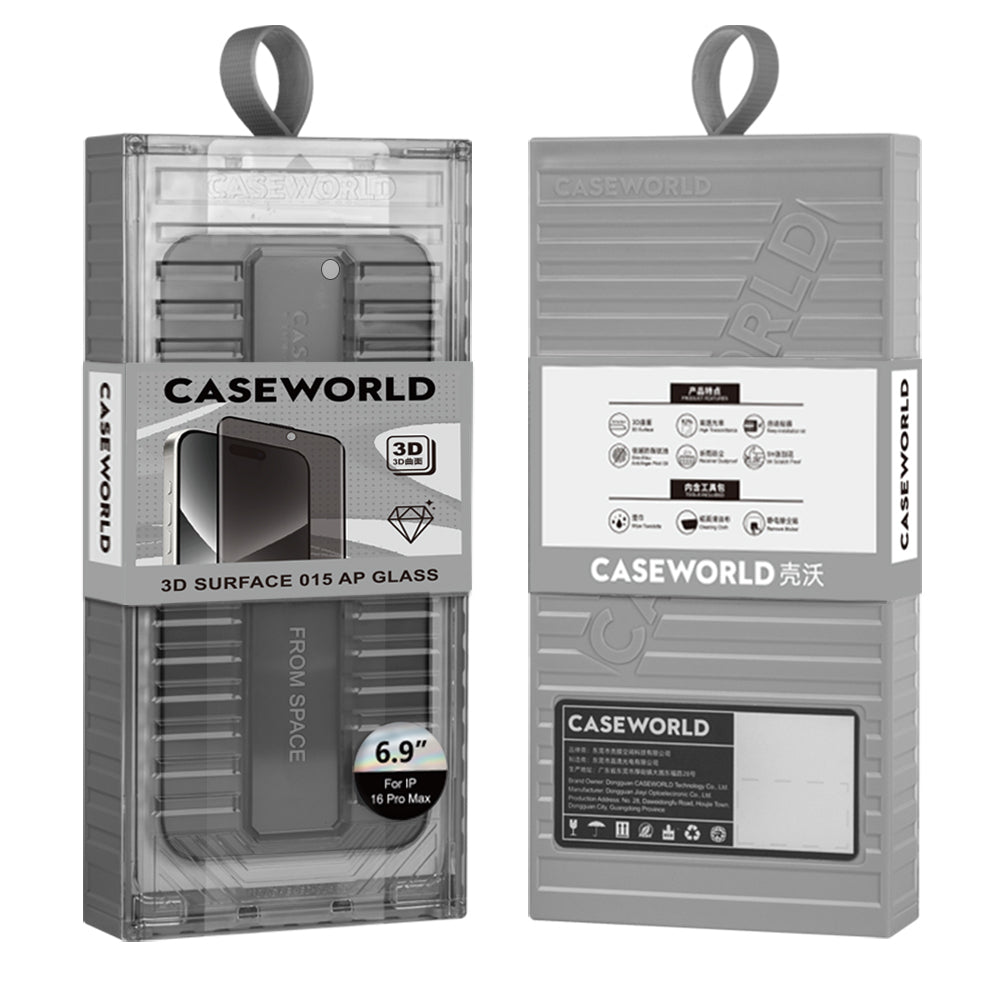 Apple iPhone 16 Pro Max CaseWorld Ultra-Thin Serisi TMQ Privacy 0.15mm 3D Cam Ekran Koruyucu + Uygulama Aparatlı Siyah