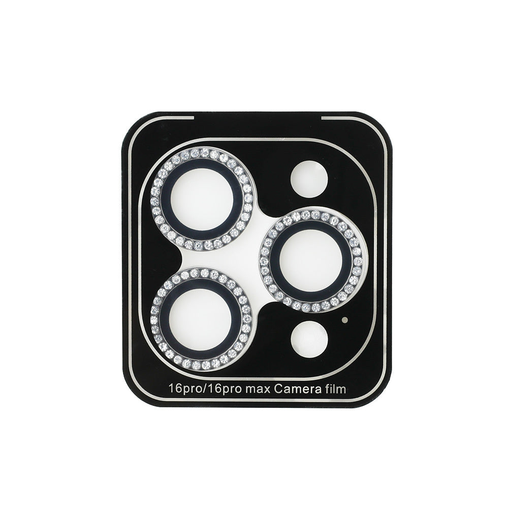 Apple iPhone 16 Pro Max Guess Orjinal Lisanslı Rhinestone Taşlı Lens Koruyucu Gümüş