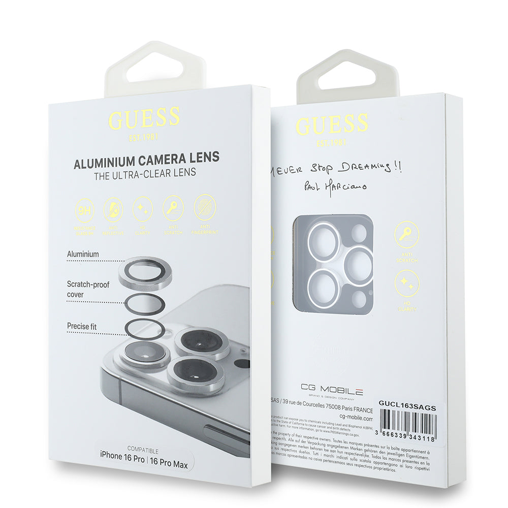 Apple iPhone 16 Pro Max Guess Orjinal Lisanslı Metal Kamera Lens Koruyucu Siyah