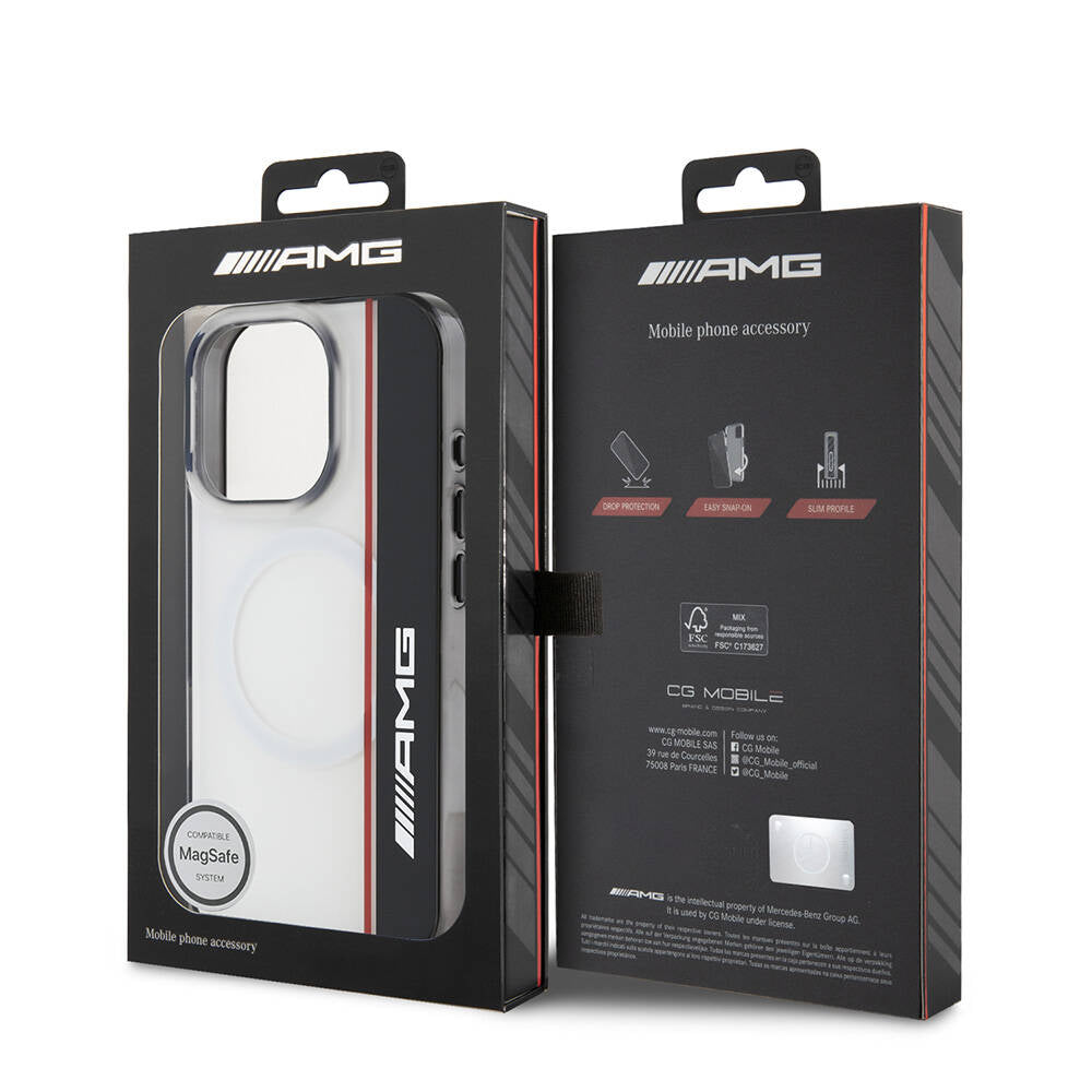 Apple iPhone 16 Pro Max Kılıf AMG Orjinal Lisanslı M-safe Şarj Özellikli IML Baskı Logolu Çift Katmanlı Bow Lines Kapak Siyah