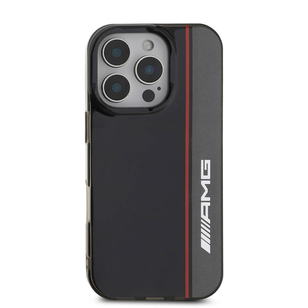 Apple iPhone 16 Pro Max Kılıf AMG Orjinal Lisanslı M-safe Şarj Özellikli IML Baskı Logolu Çift Katmanlı Bow Lines Kapak Siyah