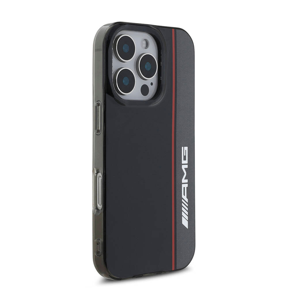 Apple iPhone 16 Pro Max Kılıf AMG Orjinal Lisanslı M-safe Şarj Özellikli IML Baskı Logolu Çift Katmanlı Bow Lines Kapak Siyah