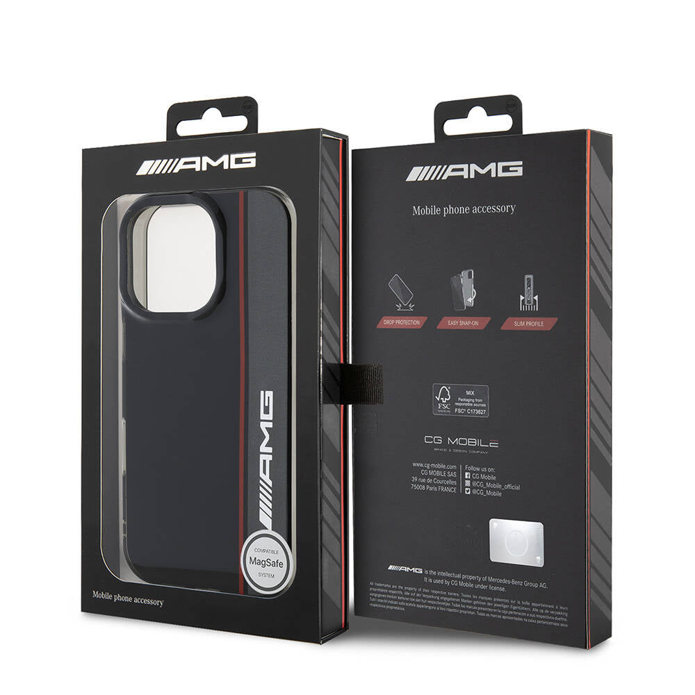 Apple iPhone 16 Pro Max Kılıf AMG Orjinal Lisanslı M-safe Şarj Özellikli IML Baskı Logolu Çift Katmanlı Bow Lines Kapak Beyaz