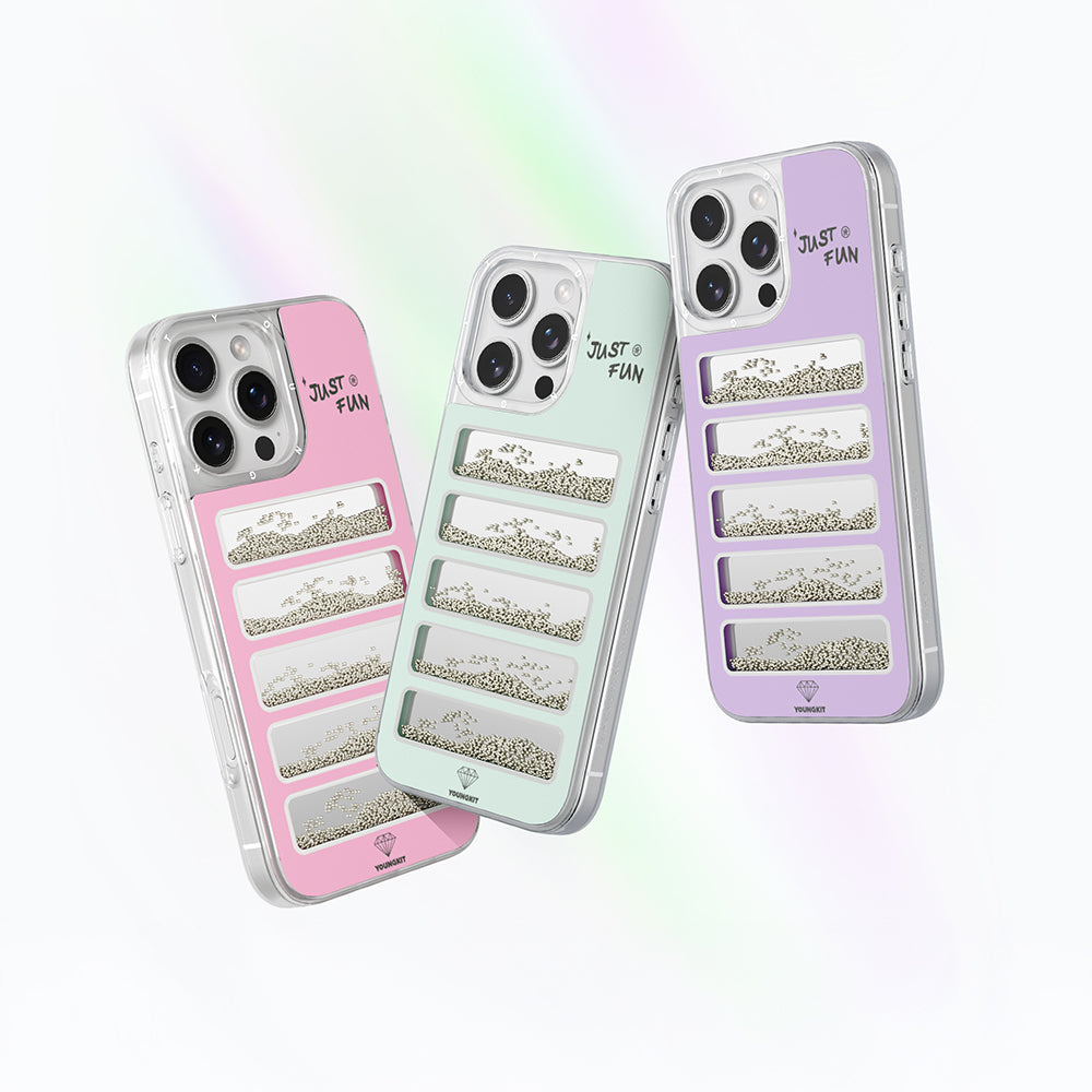 Apple iPhone 16 Pro Max Kılıf Aynalı ve Boncuklu Tasarım Youngkit Jump Serisi Kapak Açık Yeşil