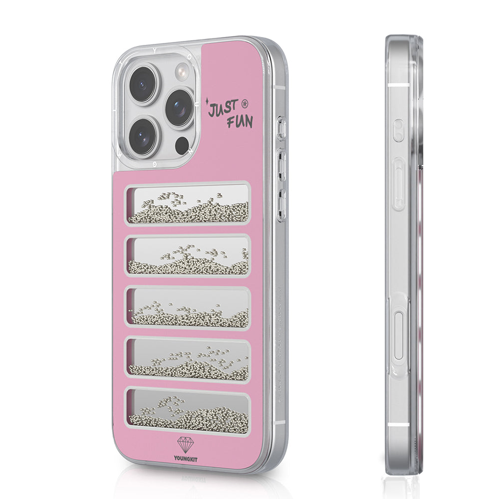 Apple iPhone 16 Pro Max Kılıf Aynalı ve Boncuklu Tasarım Youngkit Jump Serisi Kapak Açık Yeşil