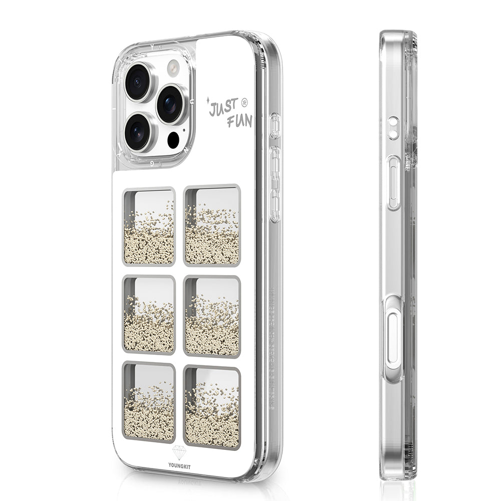 Apple iPhone 16 Pro Max Kılıf Aynalı ve Boncuklu Tasarım Youngkit Spirit Serisi Kapak Mürdüm