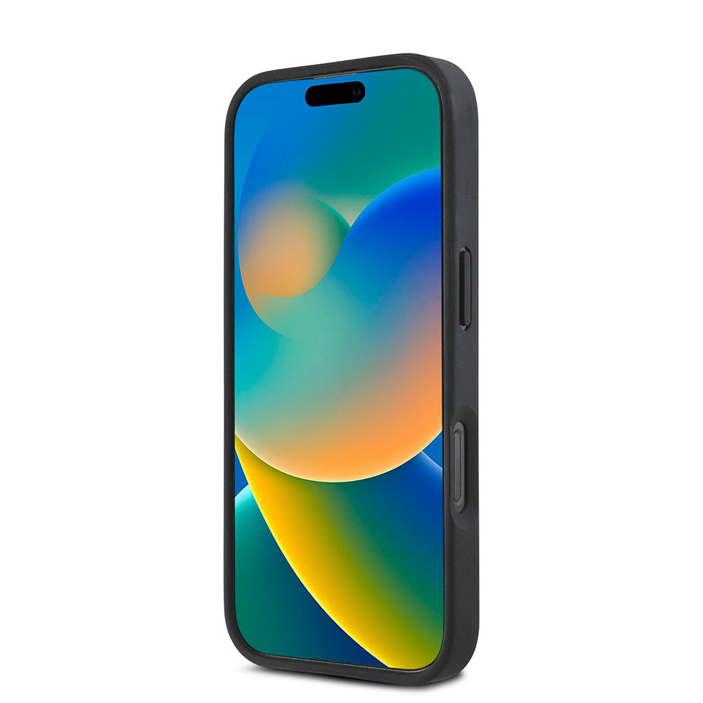 Apple iPhone 16 Pro Max Kılıf DKNY Orjinal Lisanslı M-safe Şarj Özellikli 3D Yazılı Repeat Pattern Kapak Siyah