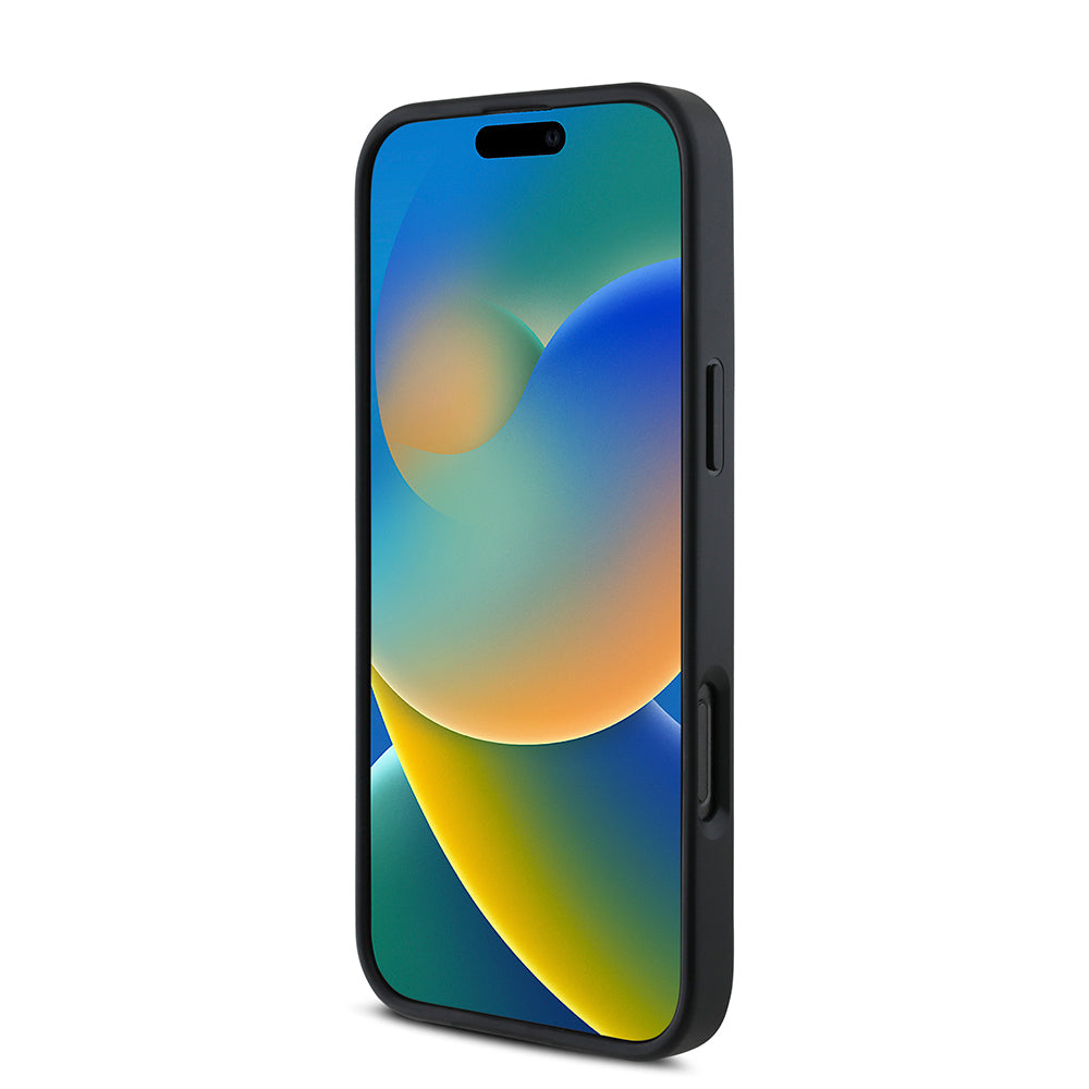 Apple iPhone 16 Pro Max Kılıf DKNY Orjinal Lisanslı M-safe Şarj Özellikli Metal Logolu PU Deri Grained Kapak Siyah