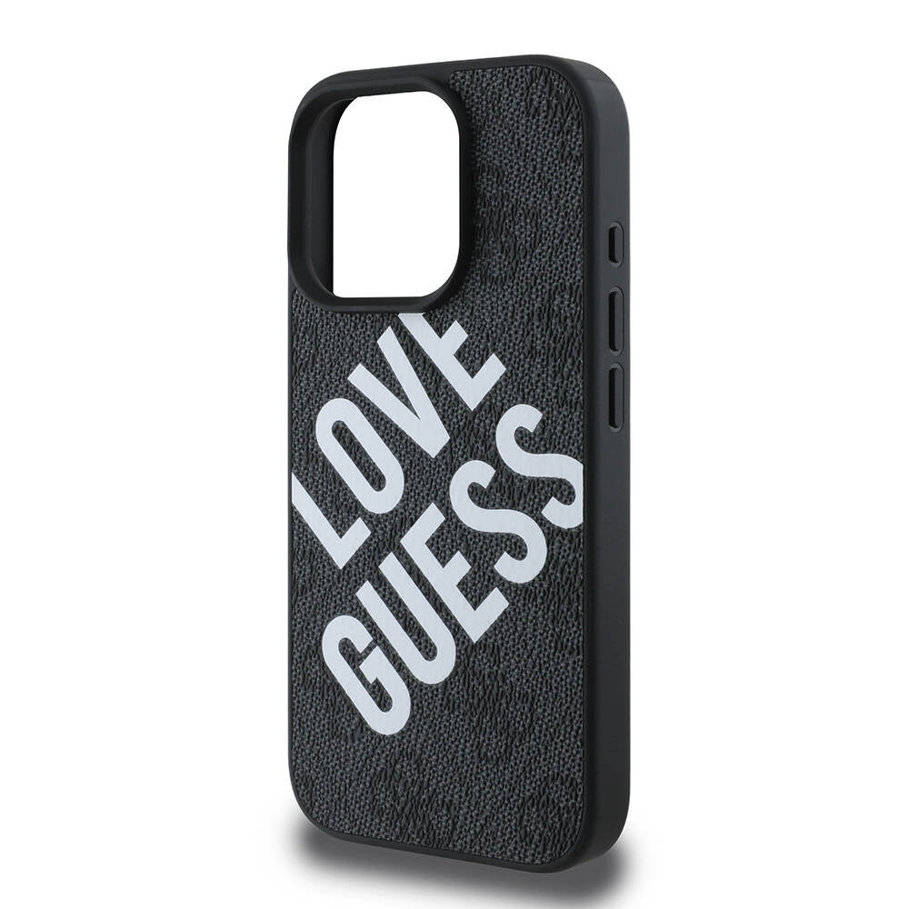 Apple iPhone 16 Pro Max Kılıf Guess Orjinal Lisanslı Big Love Guess Kapak Siyah