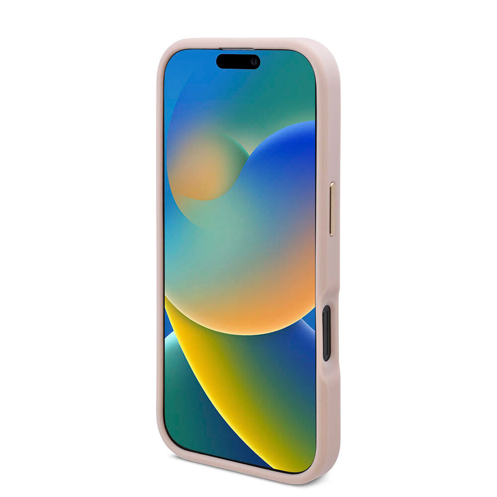 Apple iPhone 16 Pro Max Kılıf Guess Orjinal Lisanslı M-safe Şarj Özellikli 4G Desenli PU Metal Plaka Klasik Logolu Kapak Siyah