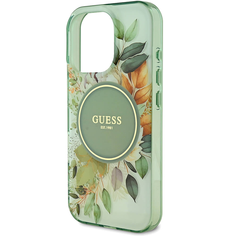 Apple iPhone 16 Pro Max Kılıf Guess Orjinal Lisanslı M-safe Şarj Özellikli Flower Tonal Circle Kapak Mor
