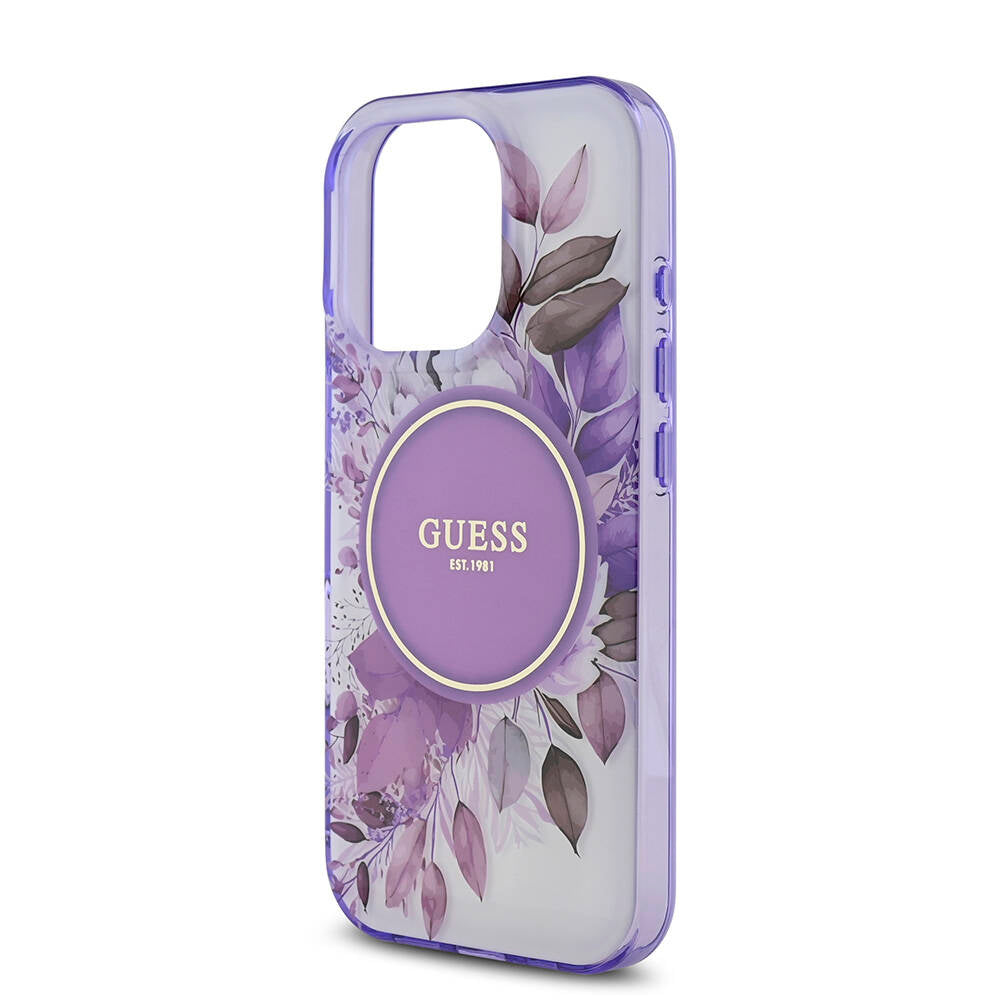 Apple iPhone 16 Pro Max Kılıf Guess Orjinal Lisanslı M-safe Şarj Özellikli Flower Tonal Circle Kapak Yeşil