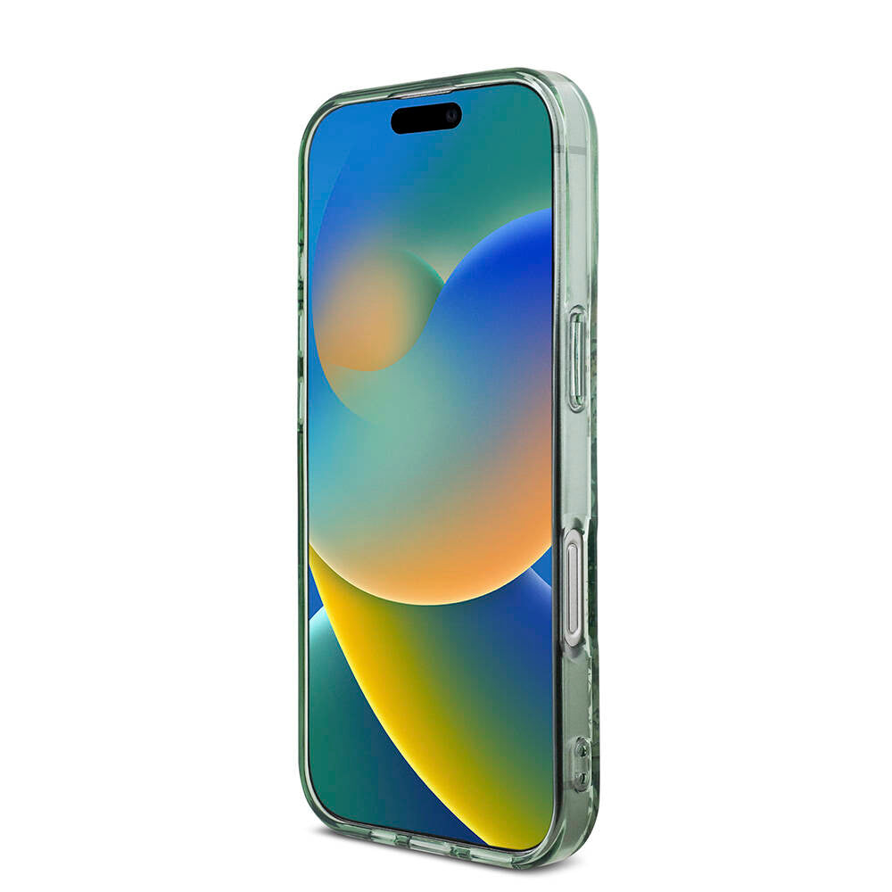 Apple iPhone 16 Pro Max Kılıf Guess Orjinal Lisanslı M-safe Şarj Özellikli IML Baskılı Çiçek İnci Bileklikli Kapak Pembe