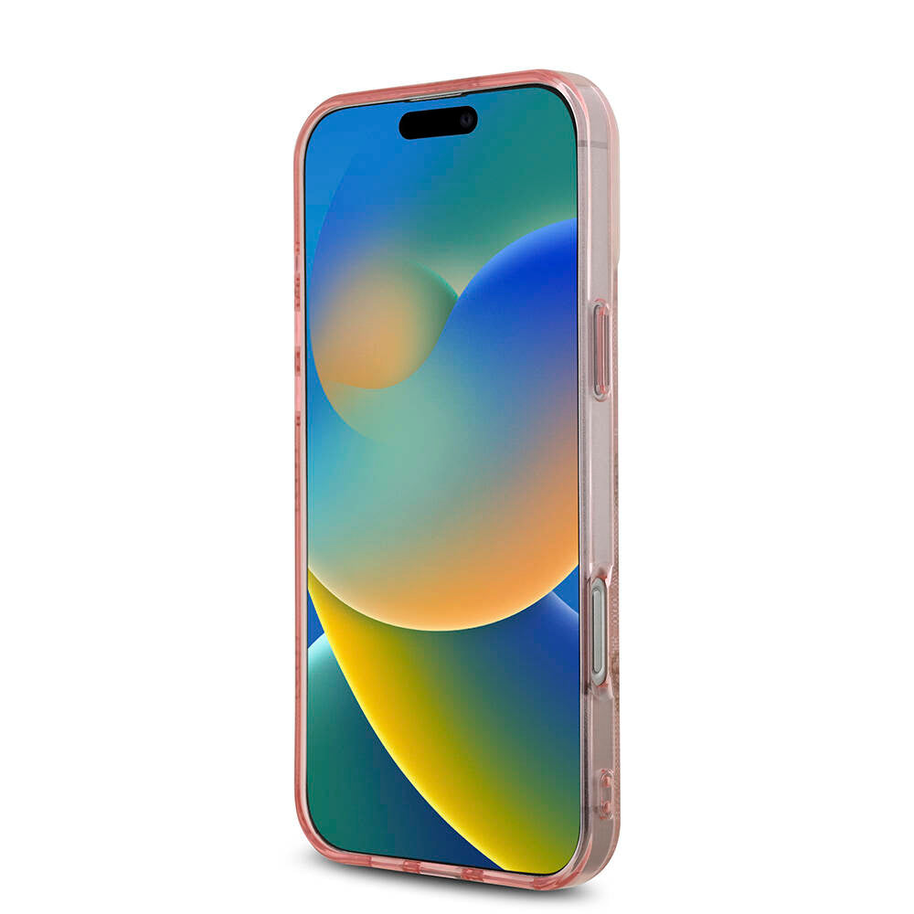 Apple iPhone 16 Pro Max Kılıf Guess Orjinal Lisanslı M-safe Şarj Özellikli IML Peony ve 4G Desenli Klasik Logolu Kapak Siyah