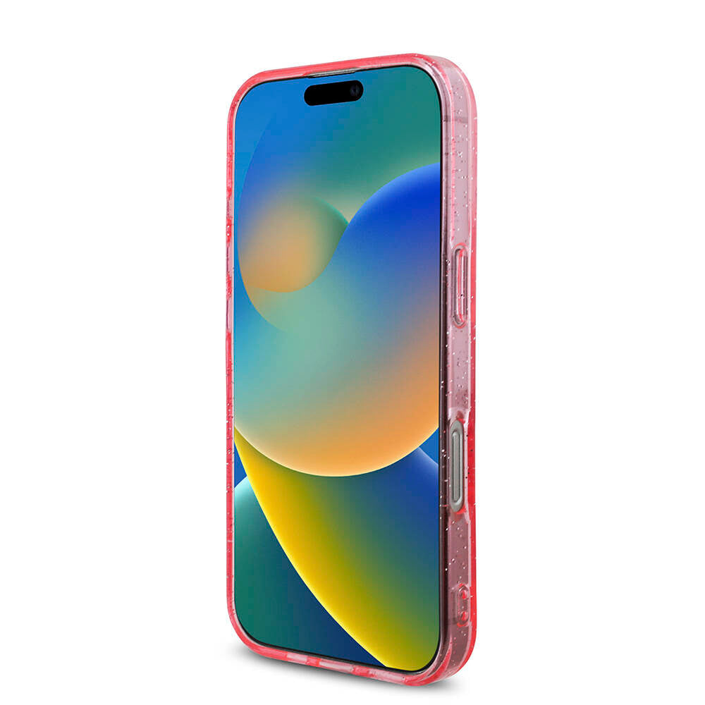 Apple iPhone 16 Pro Max Kılıf Guess Orjinal Lisanslı M-safe Şarj Özellikli Simli Silikon İnci Bileklikli Kapak Siyah