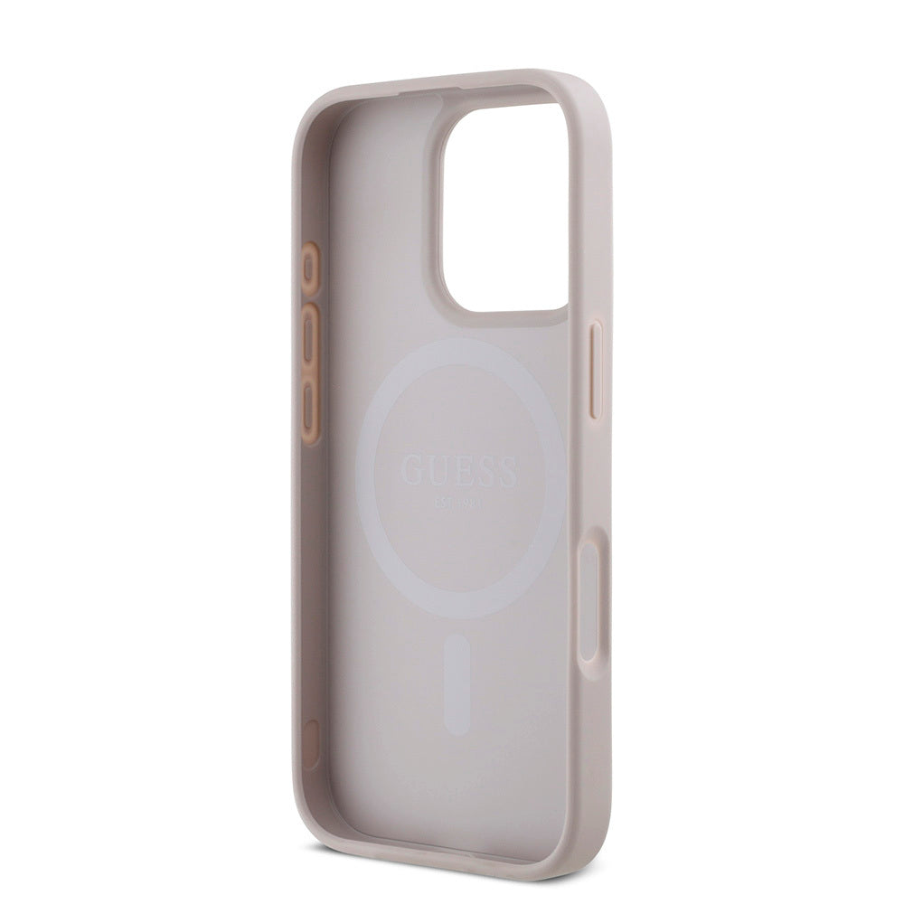 Apple iPhone 16 Pro Max Kılıf Guess Orjinal Lisanslı M-safe Şarj Özellikli Small 4G Classic Kapak Siyah