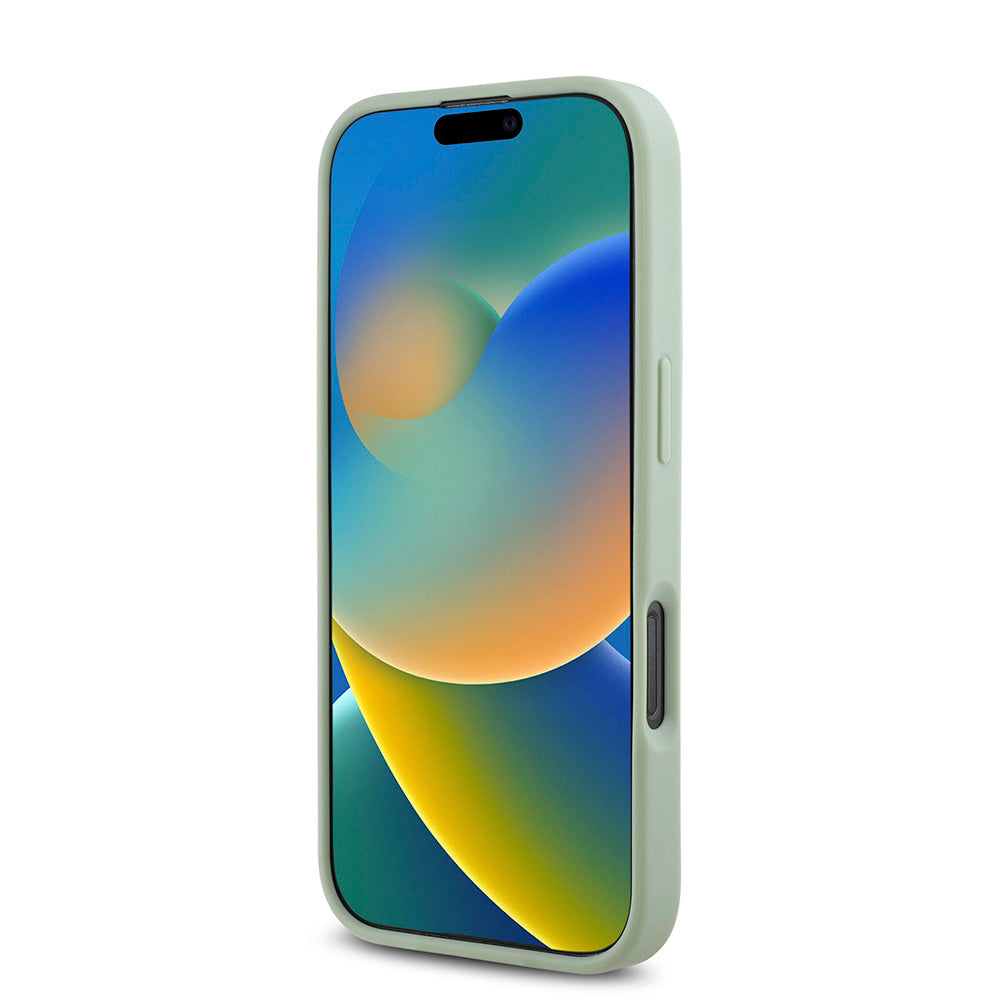 Apple iPhone 16 Pro Max Kılıf Guess Orjinal Lisanslı M-safe Şarj Özellikli Yazı Logolu Grained Kapak Yeşil