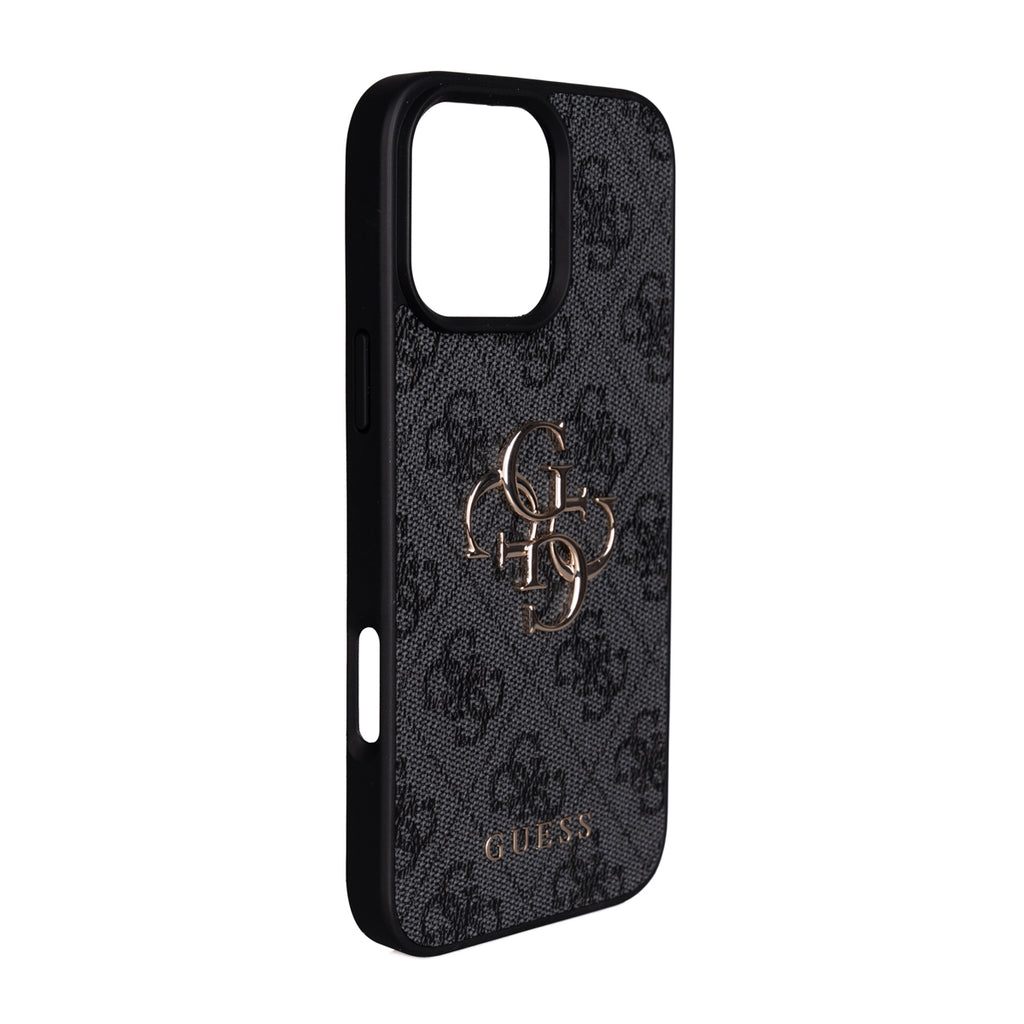 Apple iPhone 16 Pro Max Kılıf Guess Orjinal Lisanslı PU Deri 4G Büyük Metal Logolu Çapraz Vücut Askılı Kapak Kahverengi