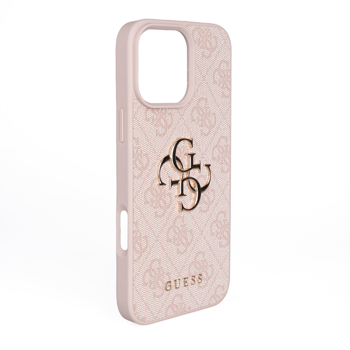 Apple iPhone 16 Pro Max Kılıf Guess Orjinal Lisanslı PU Deri 4G Büyük Metal Logolu Çapraz Vücut Askılı Kapak Pembe