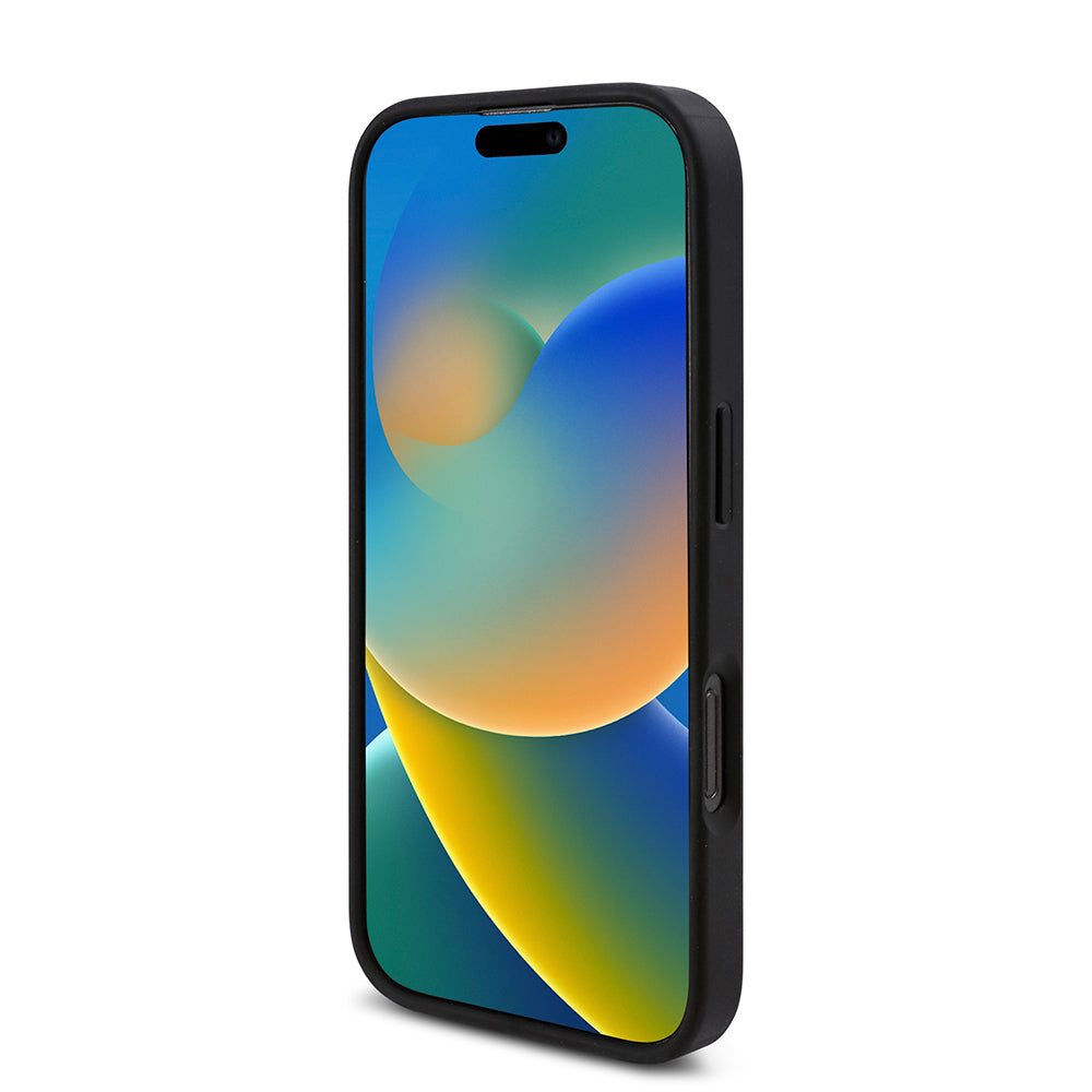 Apple iPhone 16 Pro Max Kılıf Guess Orjinal Lisanslı Taşlı Arka Yüzey Üçgen Logolu Kapak Siyah