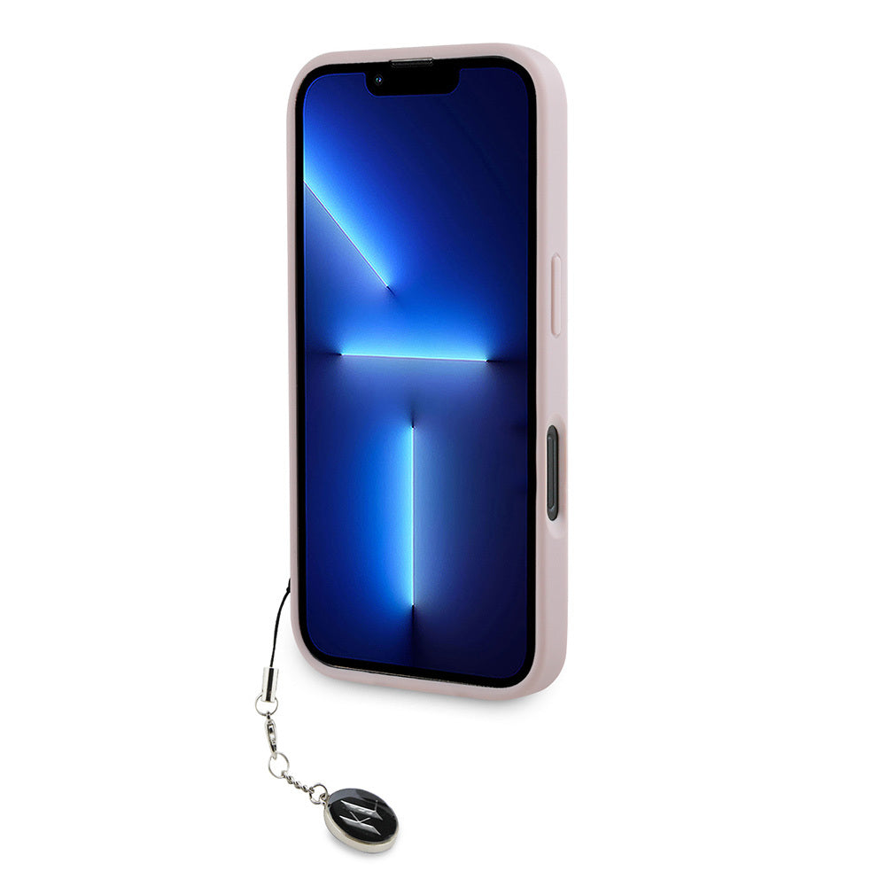 Apple iPhone 16 Pro Max Kılıf Karl Lagerfeld Orjinal Lisanslı Anahtarlıklı Taşlı KL Yazılı Saffiano Rhinestones Kapak Pembe
