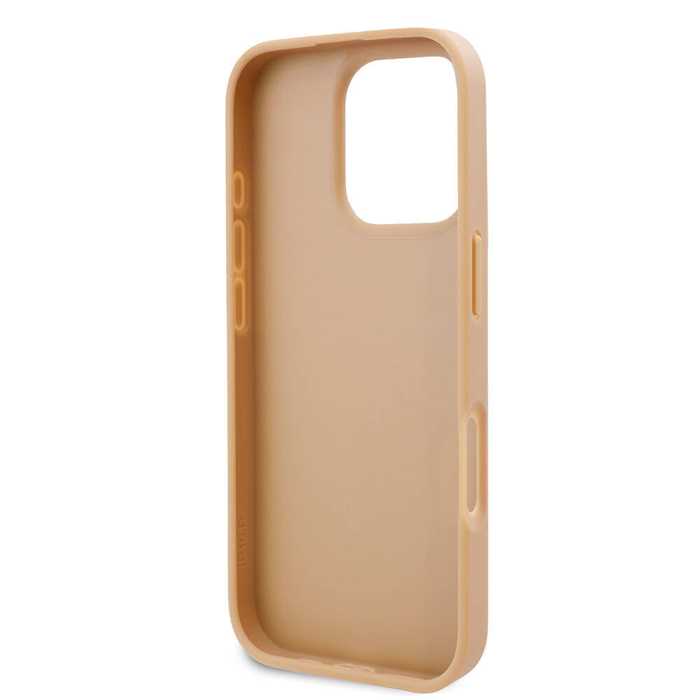 Apple iPhone 16 Pro Max Kılıf Karl Lagerfeld Orjinal Lisanslı KL Desenli Kartlıklı Monogram Kapak Kahverengi