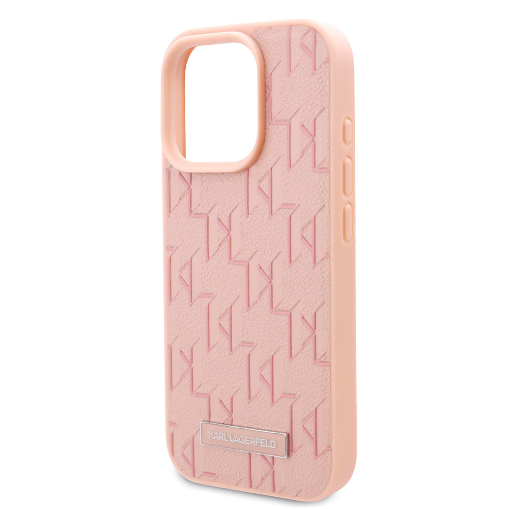 Apple iPhone 16 Pro Max Kılıf Karl Lagerfeld Orjinal Lisanslı M-safe Şarj Özellikli KL Yazılı Hot Stamp Kapak Krem