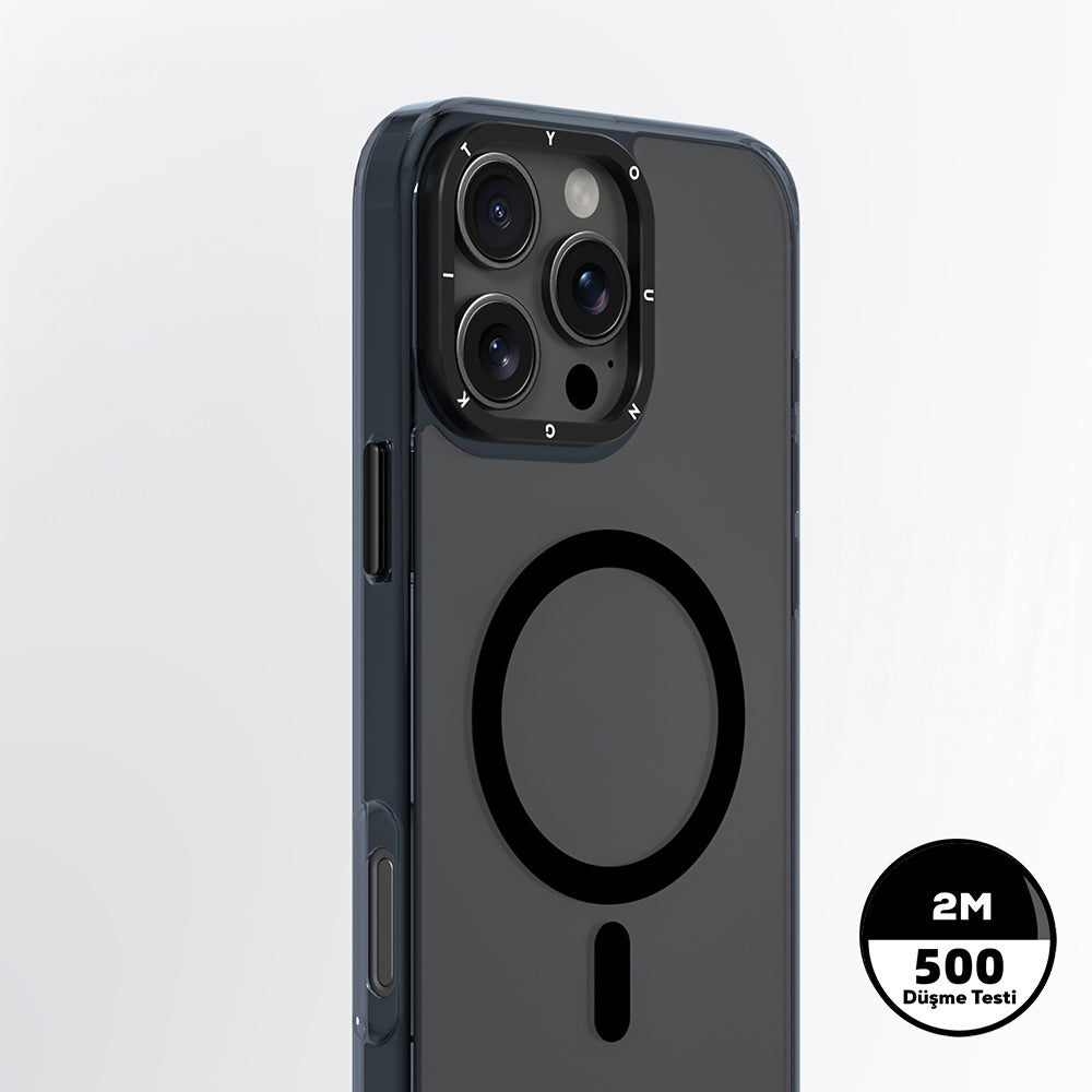 Apple iPhone 16 Pro Max Kılıf M-safe Şarj Özellikli Cam Arka Yüzey TPU Youngkit Gemstone Clear Serisi Kapak Gold