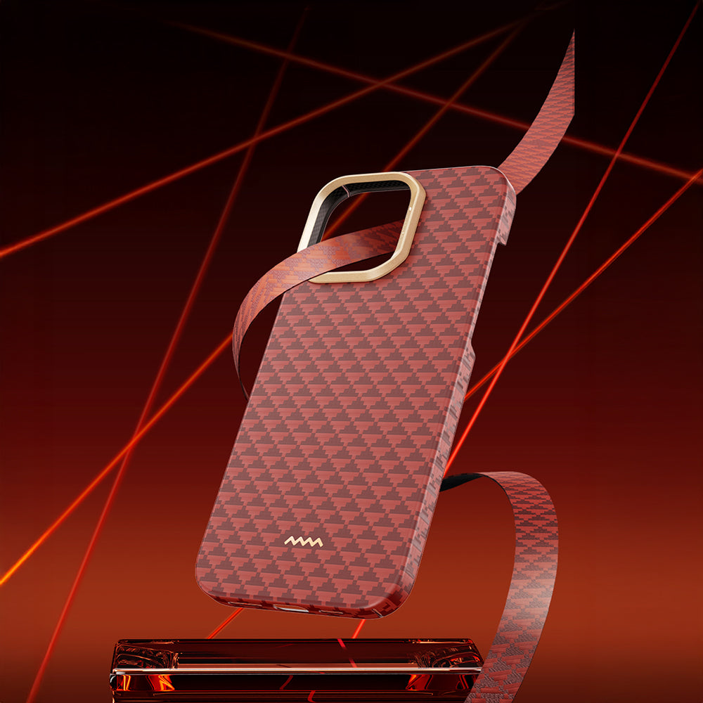 Apple iPhone 16 Pro Max Kılıf M-safe Şarj Özellikli Raptic Aramid Skin Origin Serisi Kapak Kırmızı