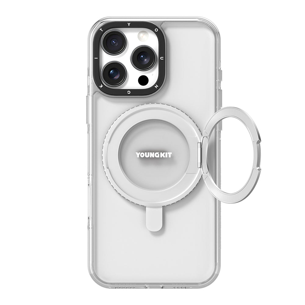 Apple iPhone 16 Pro Max Kılıf M-safe Şarj Özellikli Standlı Aksiyon Butonlu Youngkit Pivot Serisi Kapak Şeffaf