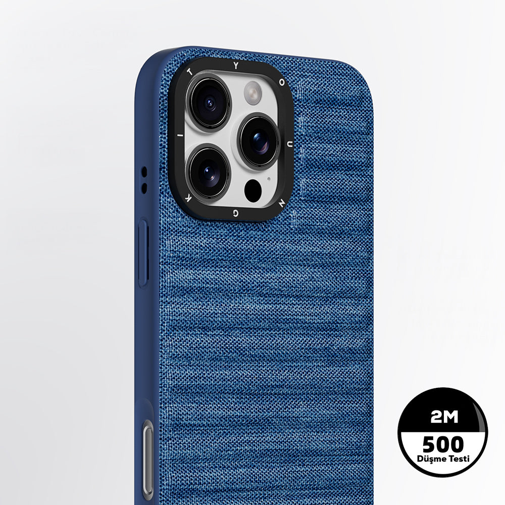 Apple iPhone 16 Pro Max Kılıf M-safe Şarj Özellikli Youngkit Canvas Serisi Kapak Siyah