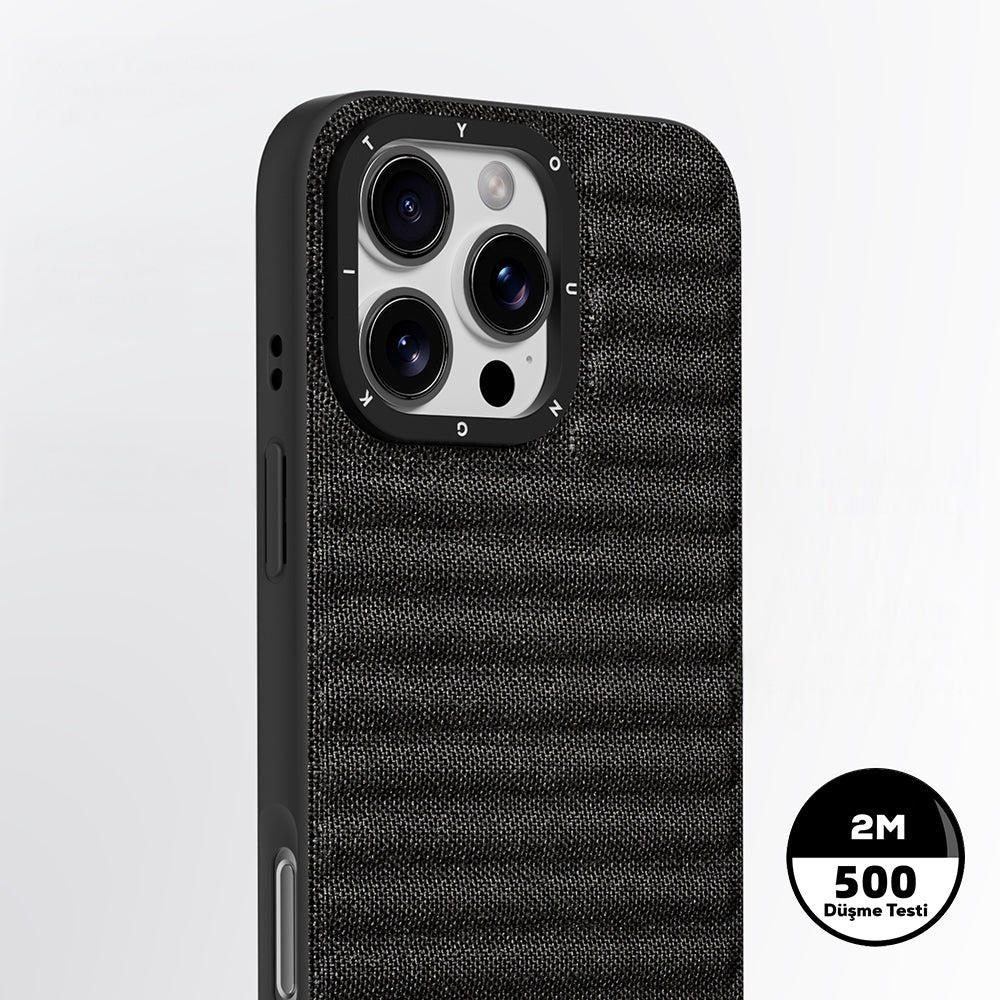 Apple iPhone 16 Pro Max Kılıf M-safe Şarj Özellikli Youngkit Canvas Serisi Kapak Gri
