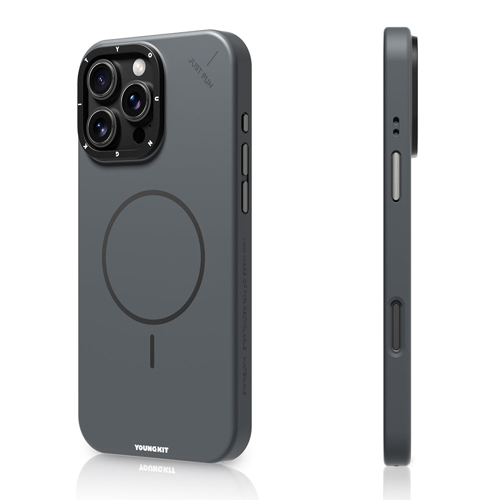 Apple iPhone 16 Pro Max Kılıf M-safe Şarj Özellikli Youngkit Dynamag Serisi Kapak Gri