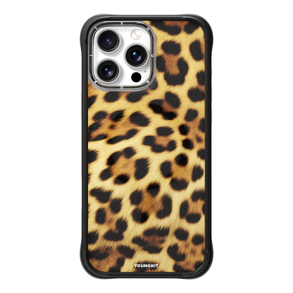 Apple iPhone 16 Pro Max Kılıf M-safe Şarj Özellikli Youngkit Leopard Serisi Kapak Kahverengi