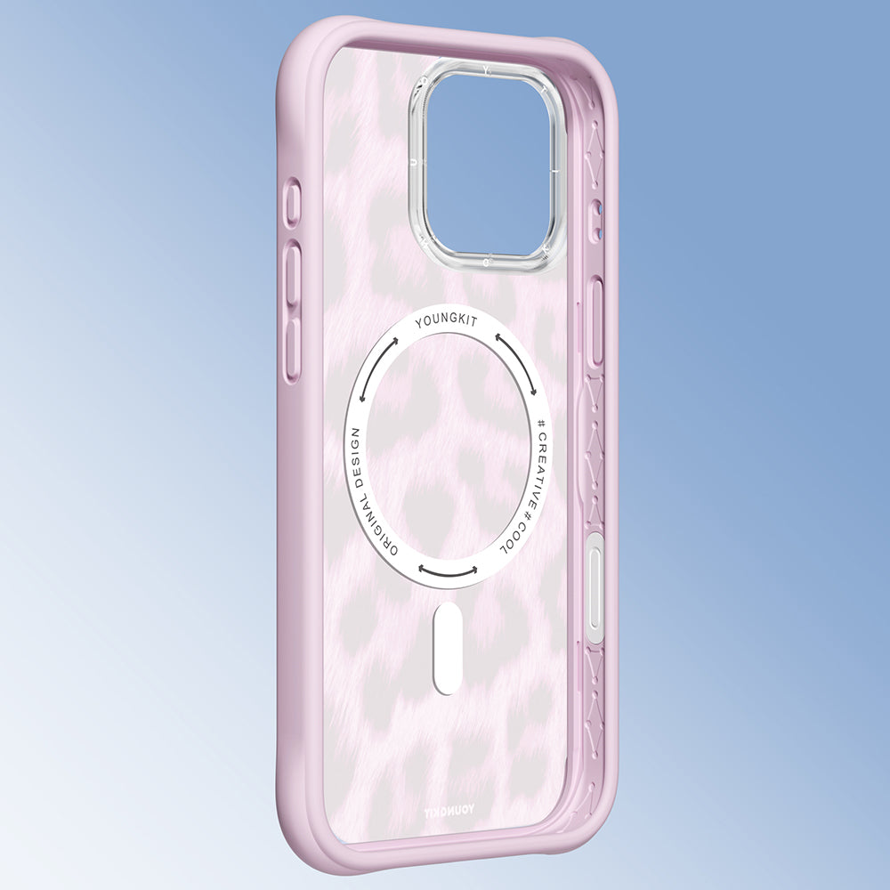 Apple iPhone 16 Pro Max Kılıf M-safe Şarj Özellikli Youngkit Leopard Serisi Kapak Siyah