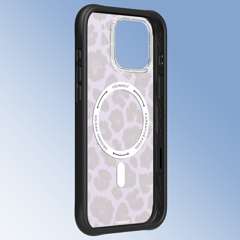 Apple iPhone 16 Pro Max Kılıf M-safe Şarj Özellikli Youngkit Leopard Serisi Kapak Pembe
