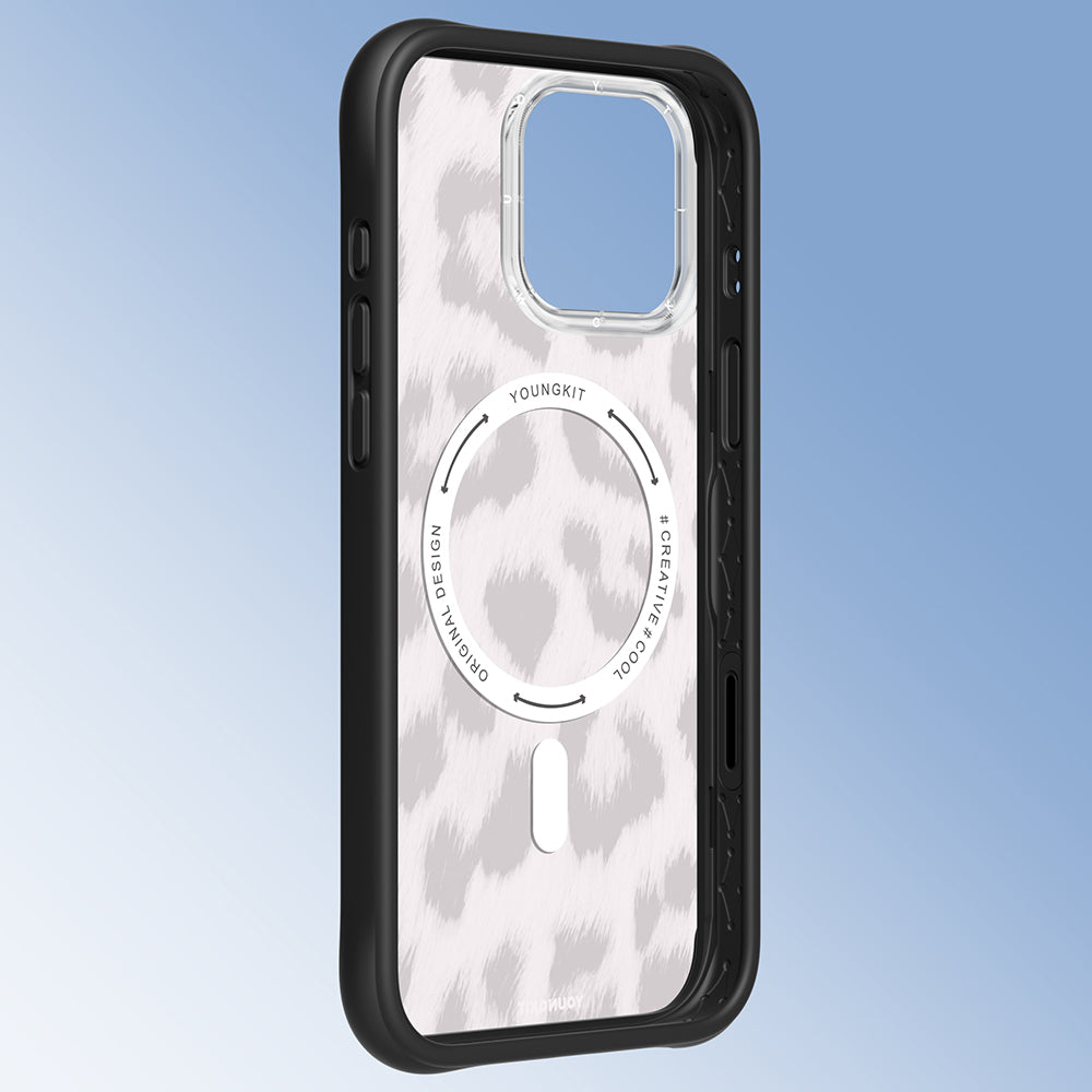 Apple iPhone 16 Pro Max Kılıf M-safe Şarj Özellikli Youngkit Leopard Serisi Kapak Kahverengi